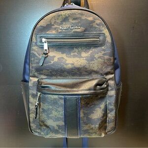 Robert Graham Camo Blue Black Faux Leather Travel Laptop Carryon Backpack
